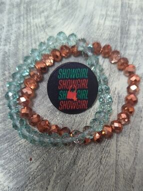 Taylor Swift Aqua and Copper Faceted Bead Bracelet Set